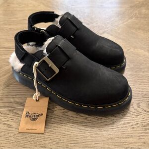 Dr Martens Mules M6 W7  Jorge Black Leather Shearling Lined